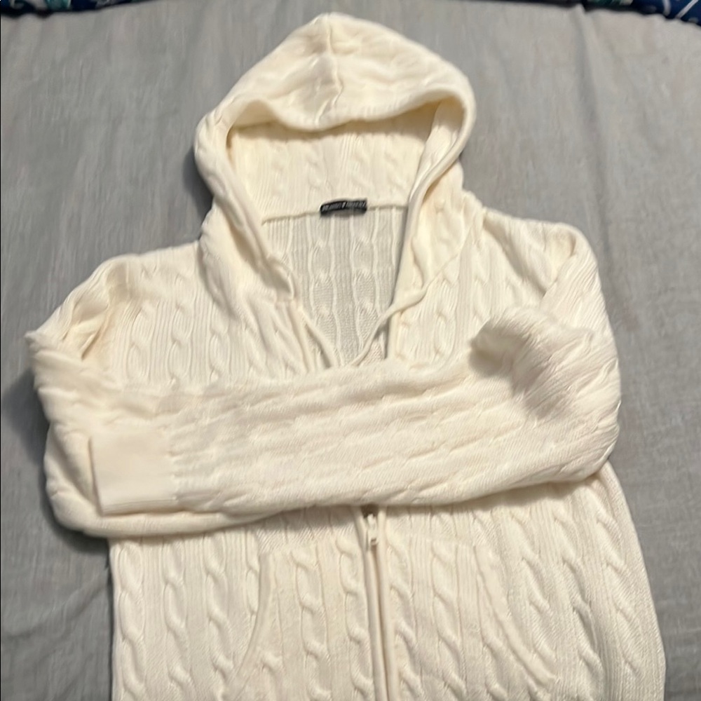 Brandy Melville Ivory Cable Knit Hoodie